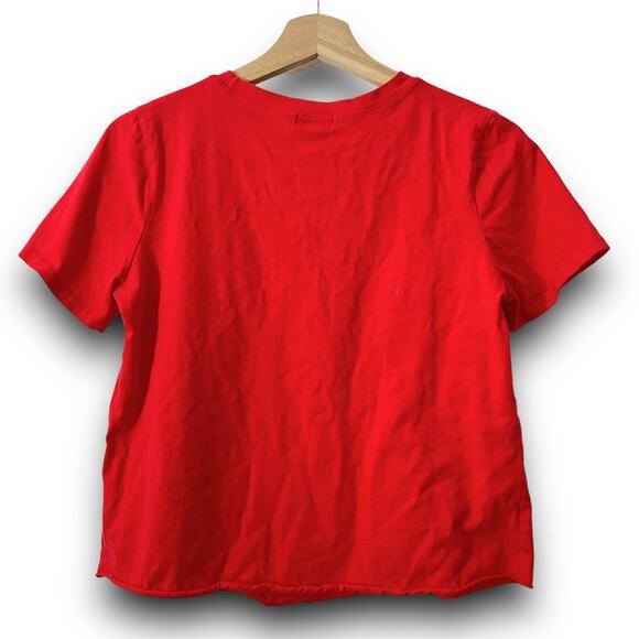 Cali Baby MEDIUM Red GOOD VIBES Crop Top Tee Shirt T-Shirt Short Sleeve Graphic - Picture 2 of 9